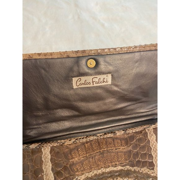 Carlos Falchi Womens Authentic Vintage snake Skin Clutch Purse - Picture 8 of 12
